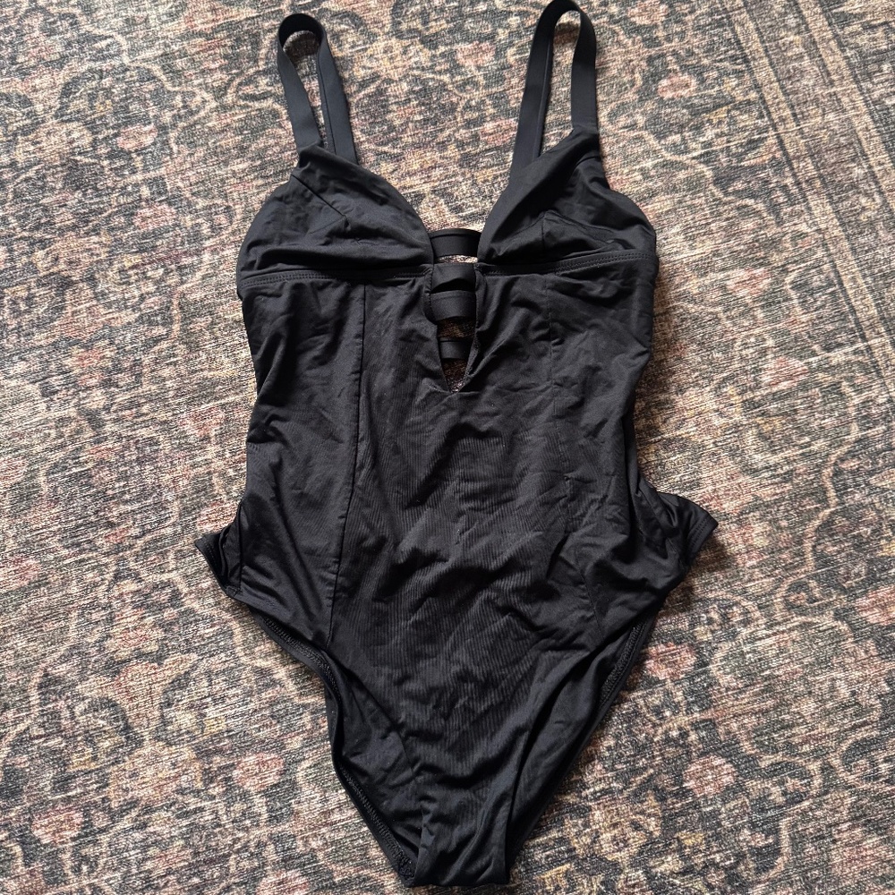 Vitamin A Black Strappy Cage Back One Piece Swimsuit